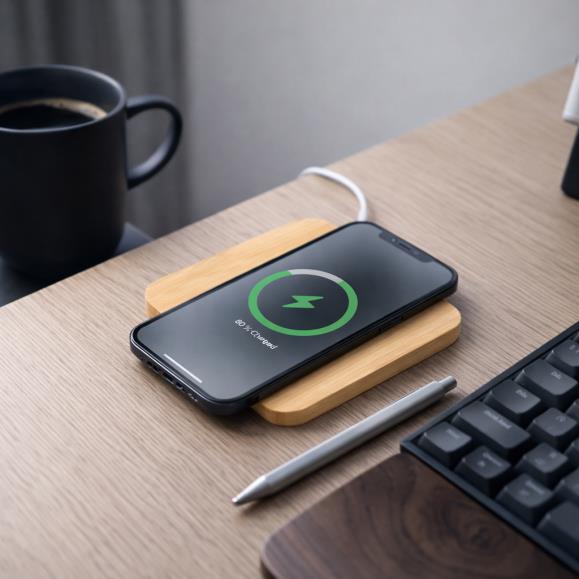 Chargeur sans fil en bambou personnalisé – Image 2